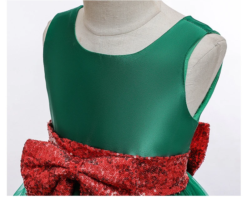 Коллекция года, зимнее красное и зеленое рождественское платье Детские платья для девочек, vestido infantil, праздничное платье-пачка с бантом платье принцессы с блестками