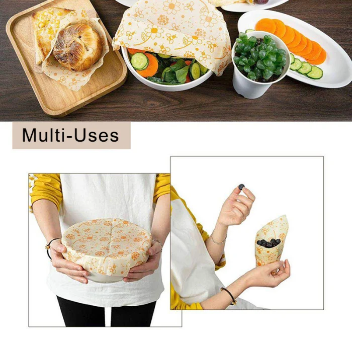 Beeswax Food Wrap Reusable Food Bee Wax Wrap for Sandwich Cheese Fruit Preservation Cloth Hogard