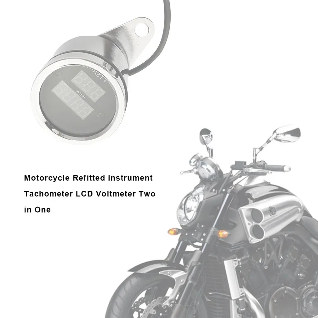 Мотоцикл установка инструмент тахометр ЖК-вольтметр два в одном арматура индуктивность светодиодный цифровой дисплей металл