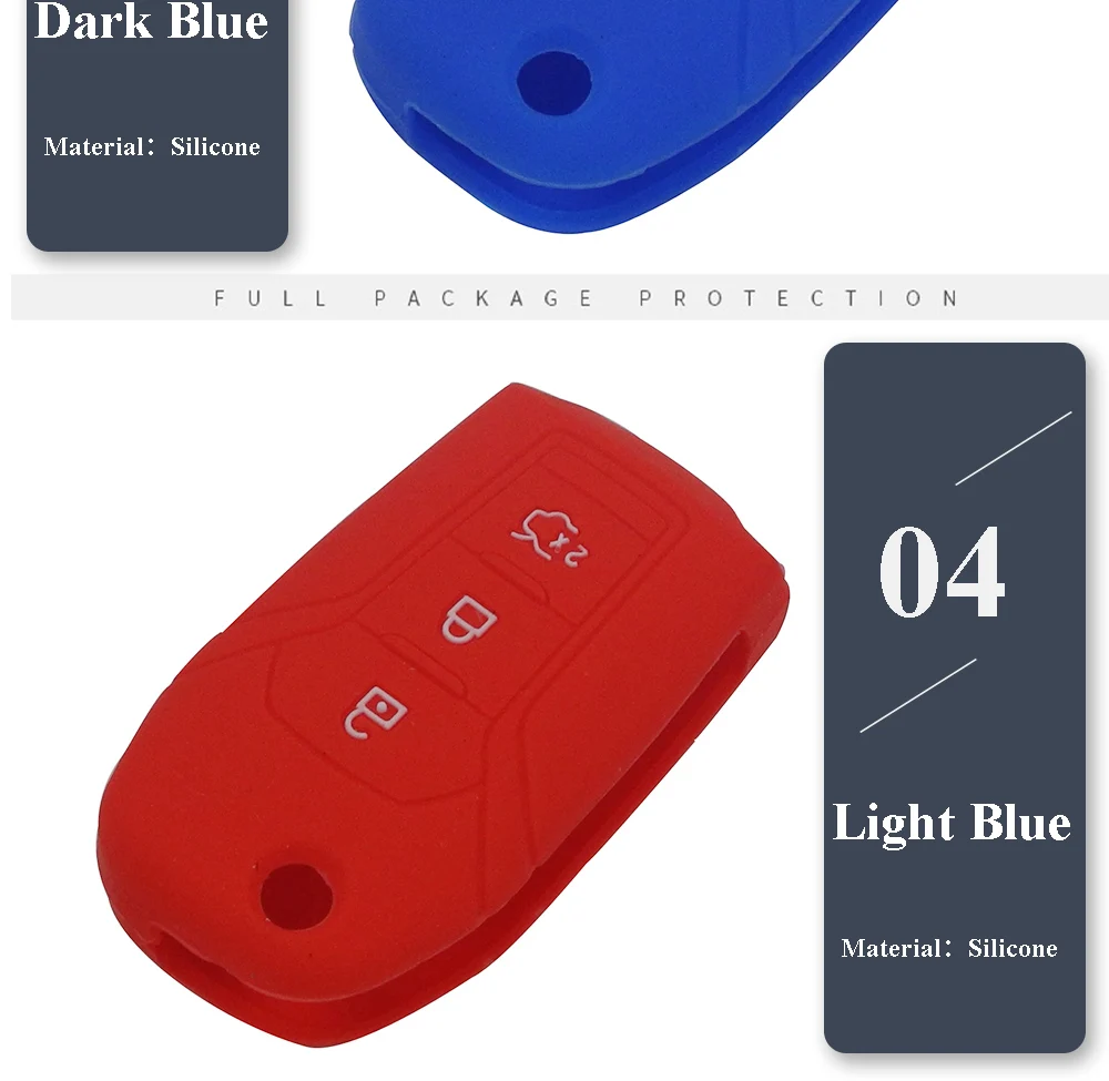Keyforkess 50pcs custodia protettiva in Silicone per auto chiave per FORD KA Fusion Fiesta Escort Mondeo Galaxy s-max Ranger 3BTN Flip Key 10 Keyforkess 50pcs custodia protettiva in Silicone per auto chiave per FORD KA Fusion Fiesta Escort Mondeo Galaxy s-max Ranger 3BTN Flip Key - Hb4af1a9776f44126b238bc0a3a6ee2463