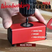 

Aluminum Alloy Woodworking Oblique Hole Locator 2 In 1 Centerline Marking Scriber & Positioning Punching Locator Carpentry Tool