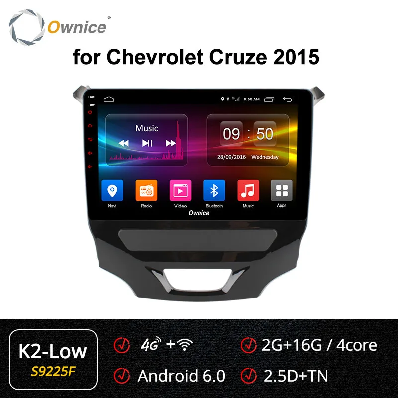 Ownice K1 K2 K3 android 9,0 Восьмиядерный 2G ram 32G rom автомобильный DVD мультимедиа для CHEVROLET CRUZE поддержка 4G карта DAB+ автоигра - Цвет: S9225 K2-Low