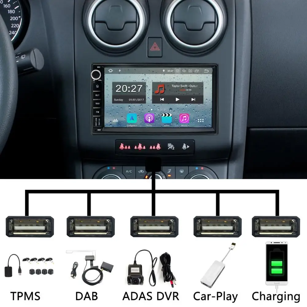 Excellent 5 USB Port Universal Double 2 Din 2Din Android 9.0 Car DVD For Old NISSAN PATHFINDER PATROL TREEANO SENTRA NV200 SYLPHY Car DSP 1