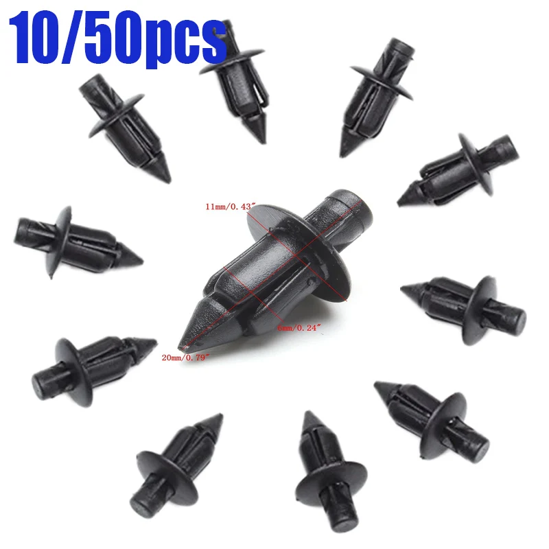 10 Pcs/set Car Black Plastic Rivet Auto 6MM Aperture Fastening Screw Clip For Honda ATV Motorcycle Accessories Parts | Автомобили и