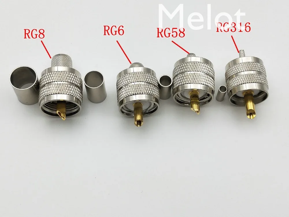 

100PCS PL259 UHF Male Crimp Plug RF Connector For RG8 RG6 RG58 RG316 adapter
