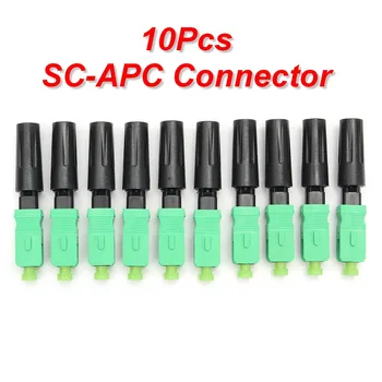 

10PCS FTTH SC APC Single-mode Fiber Optic SC APC Quick Connector SC FTTH Fiber Optic Fast Connector SC Connector