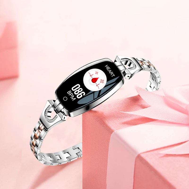 

SCOMAS Fashion Women Smart Watch 0.96" OLED Heart Rate Blood Pressure Monitor Pedometer Fitness Tracker Waterproof Smartwatch