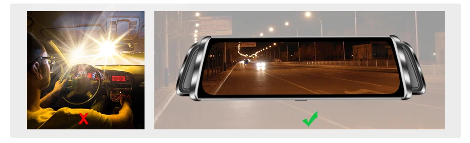 Автомобильный регистратор 10 ''с сенсорным экраном, зеркало заднего вида, Автомобильный видеорегистратор Full HD 1080 P, двойной объектив, видеорегистратор, автомобильная камера