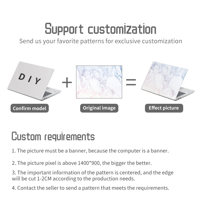 DIY Laptop Skins Stickers Notebook PVC Skin 13.3" 14" 15.6" 17.3" Vinyl Stickers for Macbook/Lenovo/Asus/HP/Dell