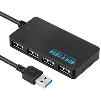 

4-Port USB 3.0 Hubs Adapter with Indicator Light Energy Saving Splitter Flexible Converter Portable Computer Peripherals