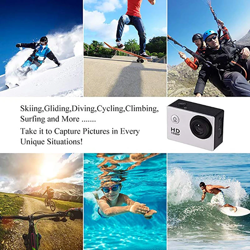 Экшн-камера HD 1080 P, регулируемый подводный рекордер, Спортивная камера s для дайвинга, плавания, серфинга, велоспорта, кемпинга