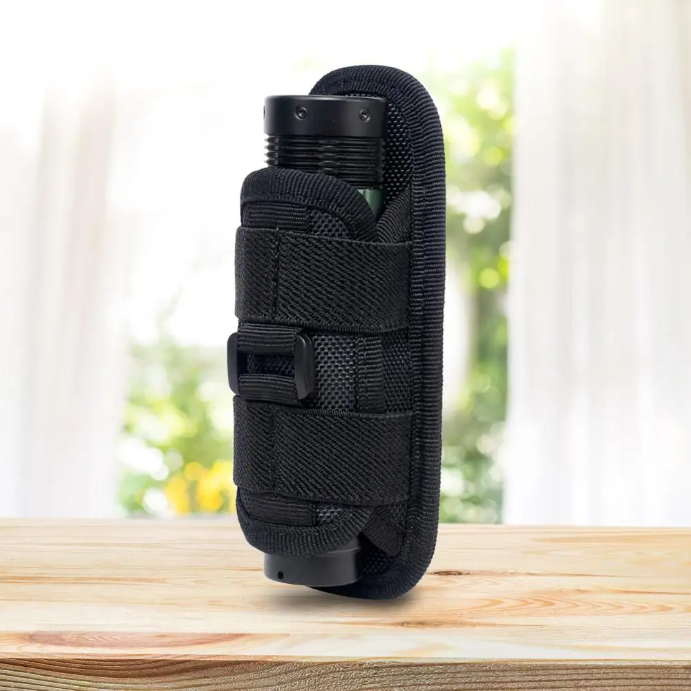 Molle-funda táctica para exteriores, bolsa de cintura para caza, senderismo, rotación de 360 grados, riñonera multifuncional con linterna