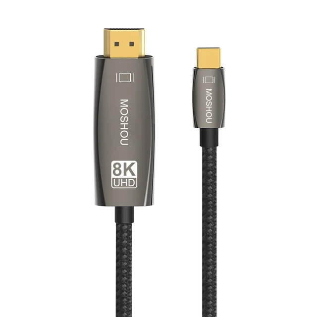 Moshou USB C to HDMI-Compatible Cable HDR 8K@30Hz 4K@120Hz Type C to HD Cable 48Gbps For Laptop DP Alt Mode 8K Zinc alloy