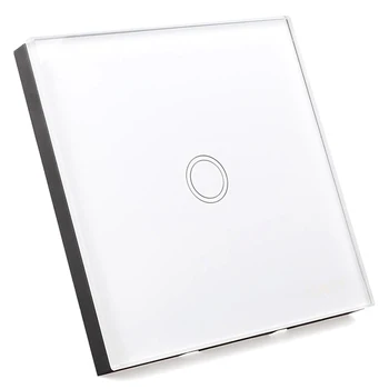 

Light Switch with Wall Switch Glass Touch Screen Remote Control 1-way White Luxury Crystal Glass Panel Switch