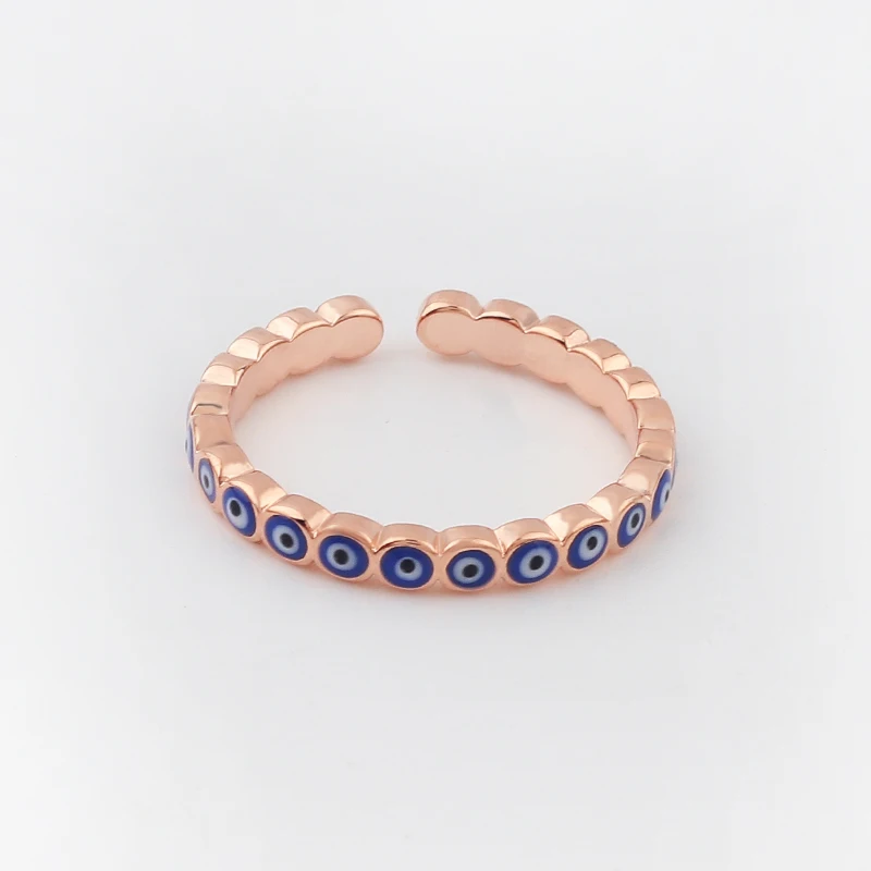 Lucky Eye Blue Turkish Evil Eye Open Ring Copper Gold Color Finger Rings Adjustable for Women Girls Men Fashion Jewelry 