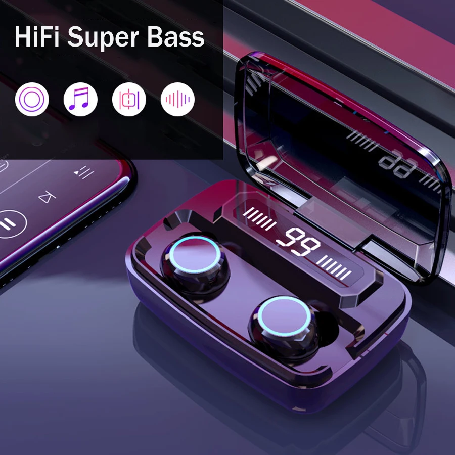 M11 TWS наушники Bluetooth 5,0 Беспроводные наушники гарнитуры 3500 мАч зарядный чехол 9D стерео спортивные наушники для xiaomi PK G02