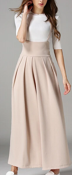 Хаки New Women Wide Leg Pants With Strap Summer Ankle-Length Loose Pants Female High Waist Ladies Pant Boho Pantalones Mujer - Цвет: Хаки