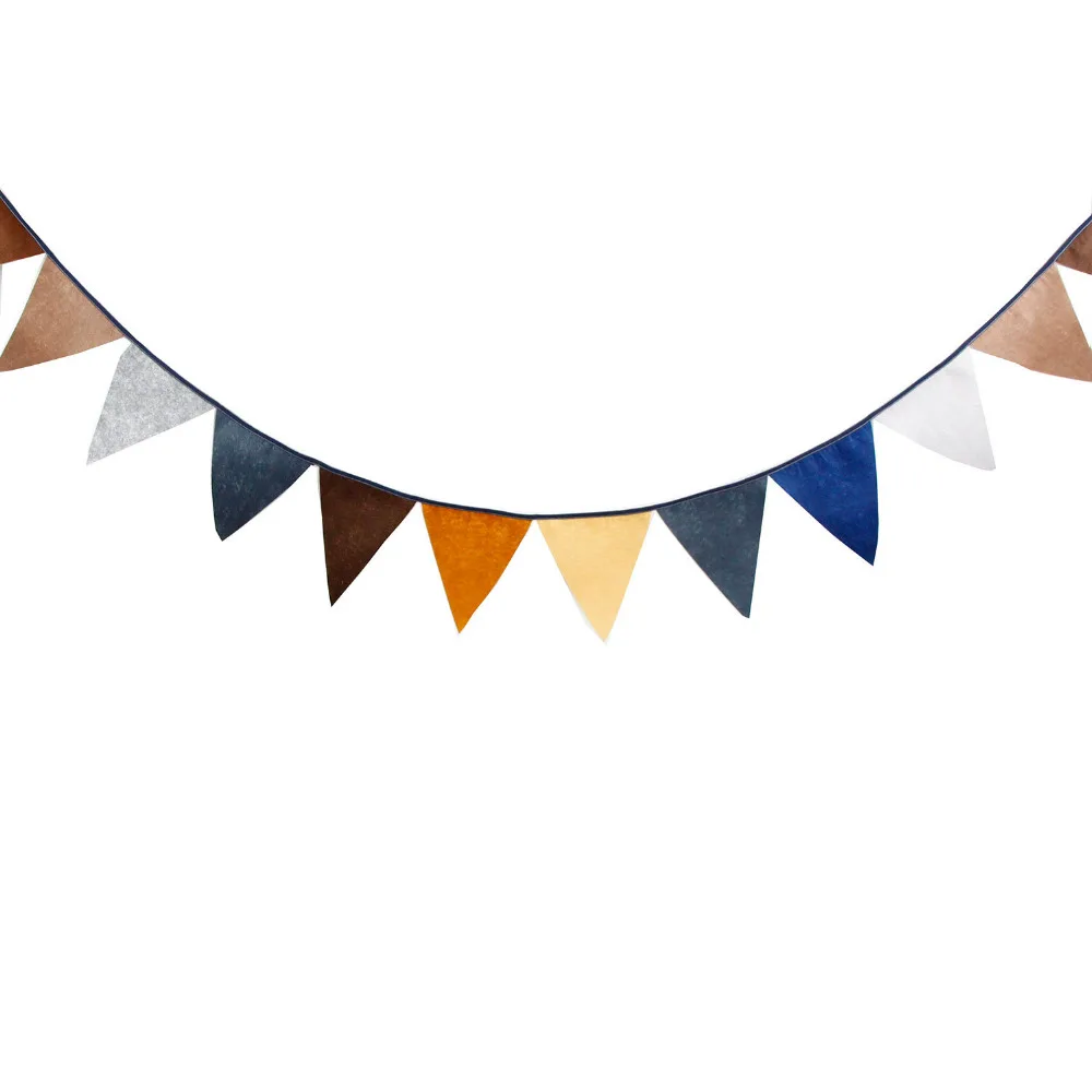 

New 4M Length 12 Flags Brown Non Woven Fabric Wedding Banner Birthday Party Decoration DIY Nonwoven Pennant Baby Room Deco Flags
