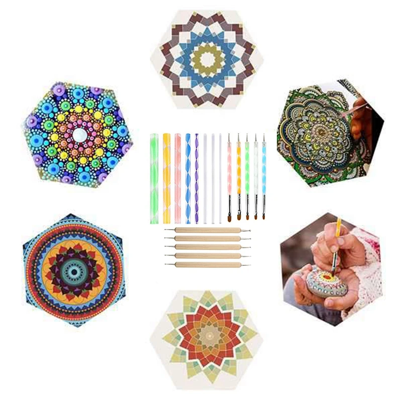 18PCS Mandala Dotting Tools Set Embossing Stylus Large Dotting Rods for Painting Rocks Nail Art