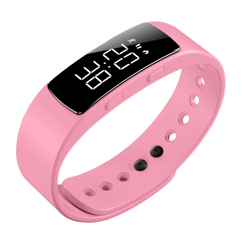 DFOTIM оригинальные модные камуфляжные цифровые водонепроницаемые часы женские электрические спортивные часы Смарт зарядный браслет часы - Цвет: Pink