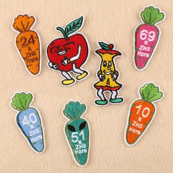 

50pcs/lot Embroidery Cloth Patches for Clothing Vegetable Fruit Glasses Banana Letter Number Garment Accessories Biker Patches