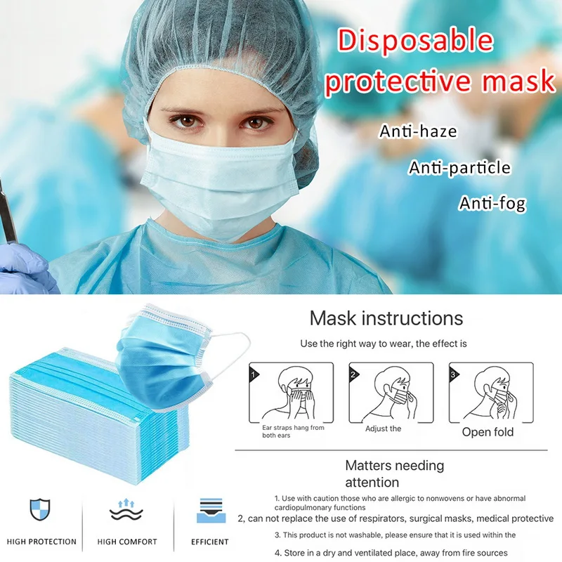 

50PCS Mouth Face Masks Disposable Cotton Mouth Face Masks Non-Woven Mask Anti-Dust Mask 3 Filter Activated Carb Anti Pollution