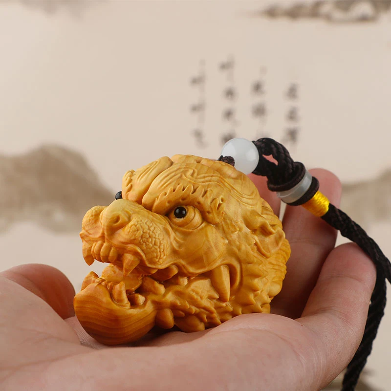 

5/6/8 см ручная резьба Самшит зверь Netsuke: голова зверя кулон Статуэтка домашнее украшение статуя автомобильные аксессуары