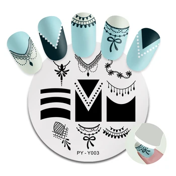 

PICT YOU Round Nail Stamping Plate French Tips Patterns Nail Stainless Steel Image Stamp Templates Nail Art Stencil Y003