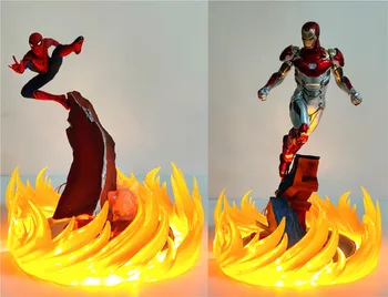 

Avengers 4 Endgame Ironman Spiderman Led Fire Effect Figurine Toy Avangers Endgame Movie Iron Man Spider-Man Lamp Toys Doll Gift