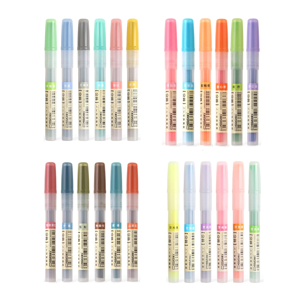 

6Pcs/set Replace Refills for Retractable Highlighter Pen Fluorescent/Pastel/Vintage/Macaron Refills for Highlighters Marker