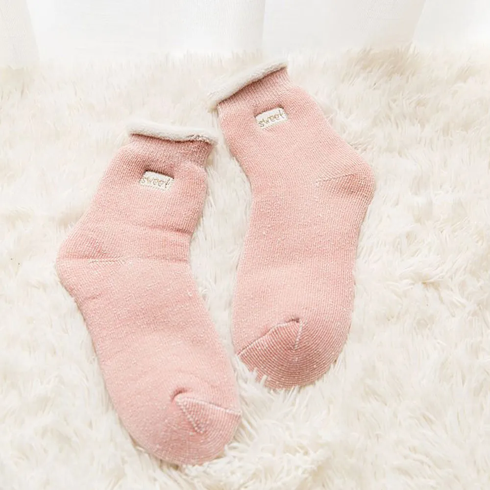 Зимние женские носки ORLVS, бархатные женские носки, calcetines mujer divertido, толстые теплые носки с оборками,#4