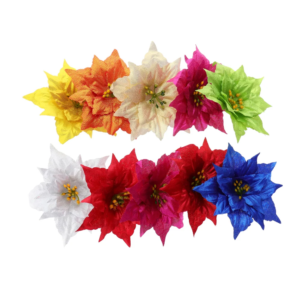 

10Pcs Fake Flower Pretty Creative Christmas Flower Christmas Tree Flower Christmas Decoration Artificial Flower for Christmas