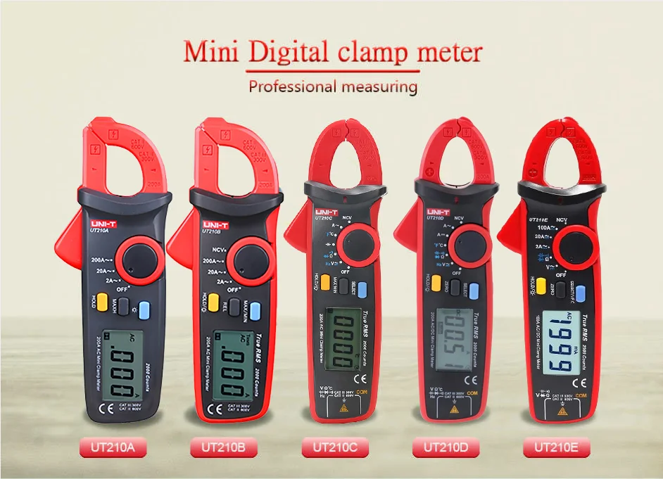 Description Picture 5 of itemUNIT Mini Digital Clamp Meters UT210E UT210D UT204 Plus AC/DC Current Voltage Auto Range VFC Capacitance Non Contact Multimeter