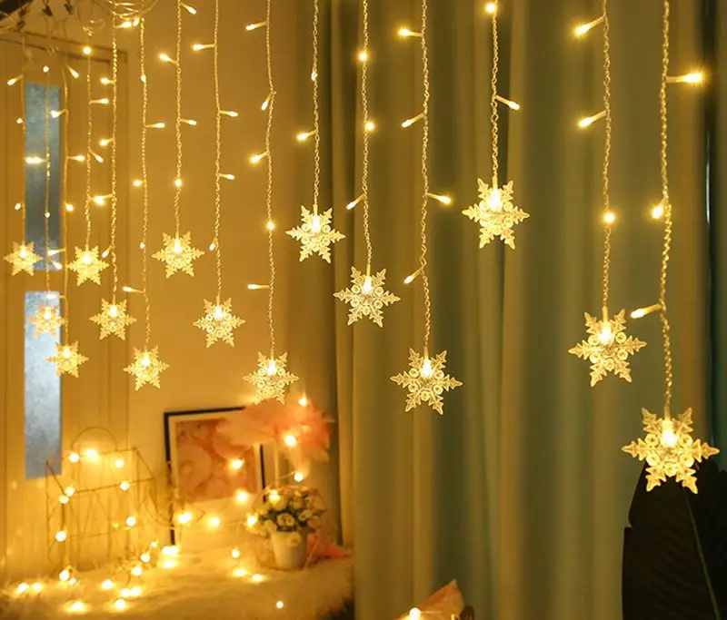 LED Christmas String Lights Garland Fairy Lights Star Lamp Outdoor Curtain Decor for Party Holiday Wedding New Year Decoration