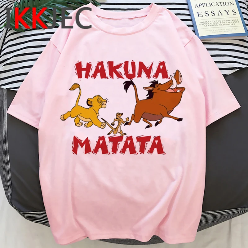 Женская футболка с принтом хакуна матата Kawaii, забавная футболка с рисунком короля льва, милая футболка с аниме «Симба», модные женские футбо... Женская футболка с принтом хакуна матата Kawaii, забавная футболка с рисунком короля льва, милая футболка с аниме «Симба», модные женские футбо...