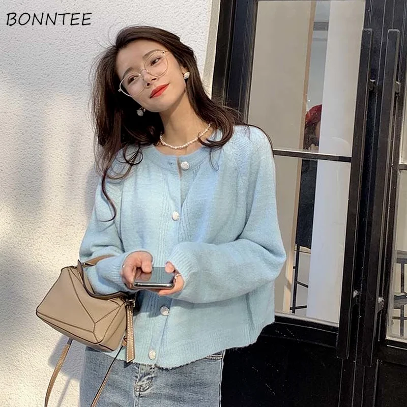 

Cardigan Women Elegant French Solid Color Lazy Loose Female Outerwear Warm Comfortable Spring Autumn All-match Hipster Mujer Ins