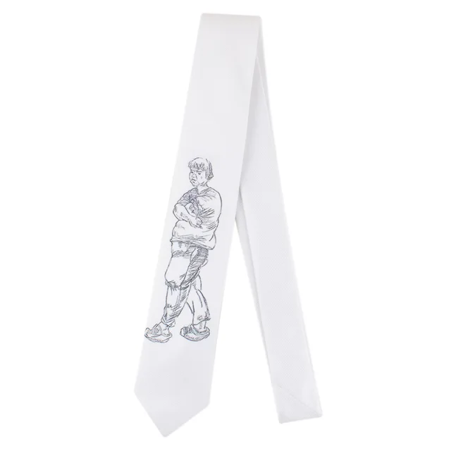 Men's Printed Tie Casual Banquet Suit Shirt Accessories Yarn-dyed Polyester Silk White Fine Novelty Landscape Painting Necktie 211089