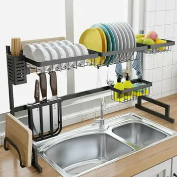 

Drainage Frame Kitchen #2 (Small: 43*32 Gray) Vegetables Antibacterial Does Not Rust Tableware Storage on The Sink Drain Basket