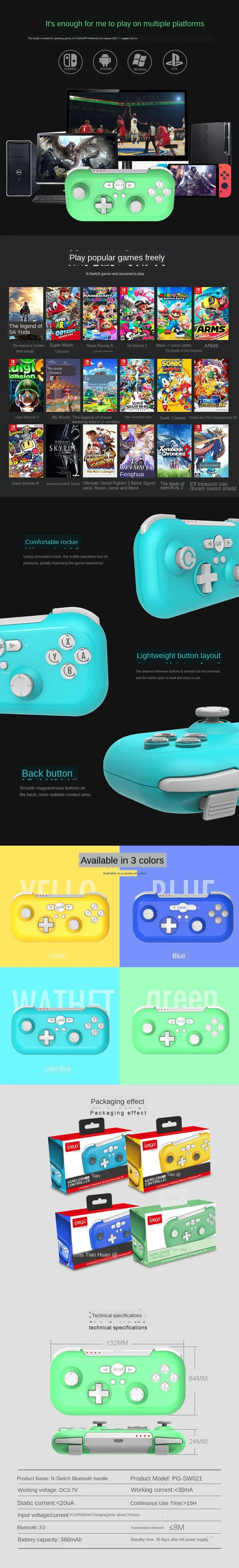2021 iPega PG-SW021 wireless Bluetooth game controller for Nintendo Switch Games Accessories For NS Switch Controller Joystick