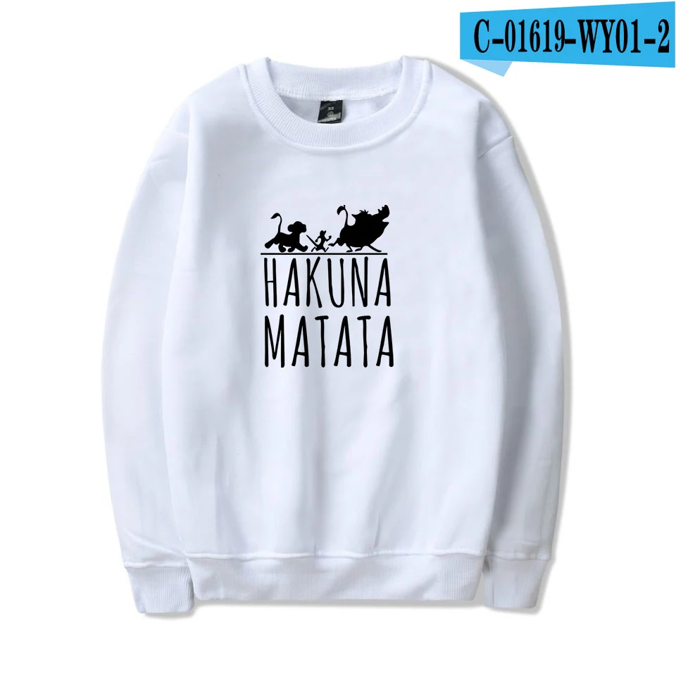 white The Lion King Hakuna Matata мужские хлопчатобумажные толстовки модная толстовка с длинными рукавами новая горячая Harajuku уличная - Цвет: white