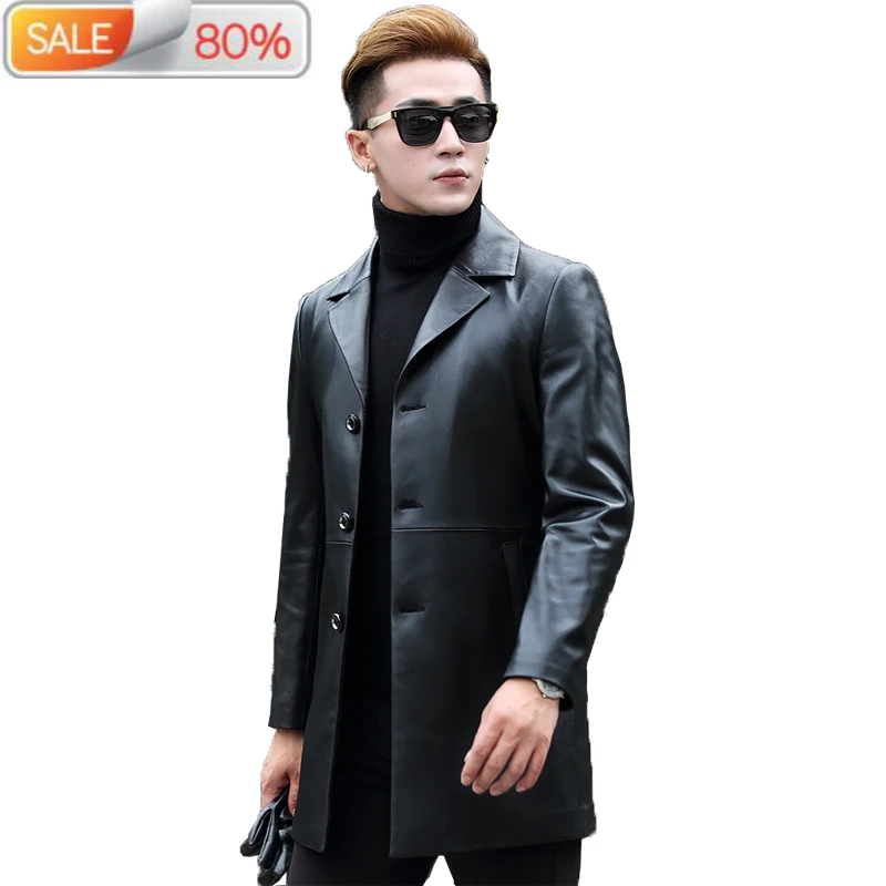 

2020 Autumn Genuine Jacket Sheepskin Coat Korean Leather Blazer for Men Long Chaqueta Cuero Hombre P-1-7302