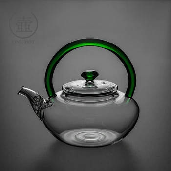 

Tea making pot glass handle thickened high temperature resistant black tea kung fu tea set flower teapot household filter set