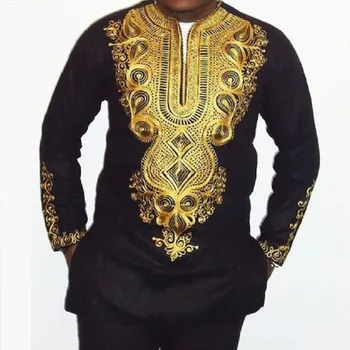 

African Clothes For Men Retro Nation Wind Printing V T-shirt Man African Clothes S-3XL Plus Size Male Muslim Clothing Long Shirt