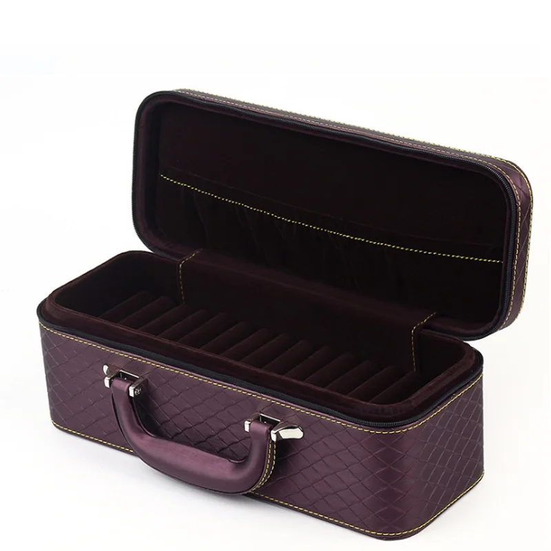 Top Luxurious Purple Leather Detachable 15pcs Bracelet Ring Jewelry Organizer Box Portable Travel Storage Box Suitcase Available