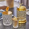 Glass Storage Jars Relief Tea Canister Candy Pot Natural Agate Stone Decorative Crystal Storage Jar with Cover Spice Organizer ► Photo 2/6