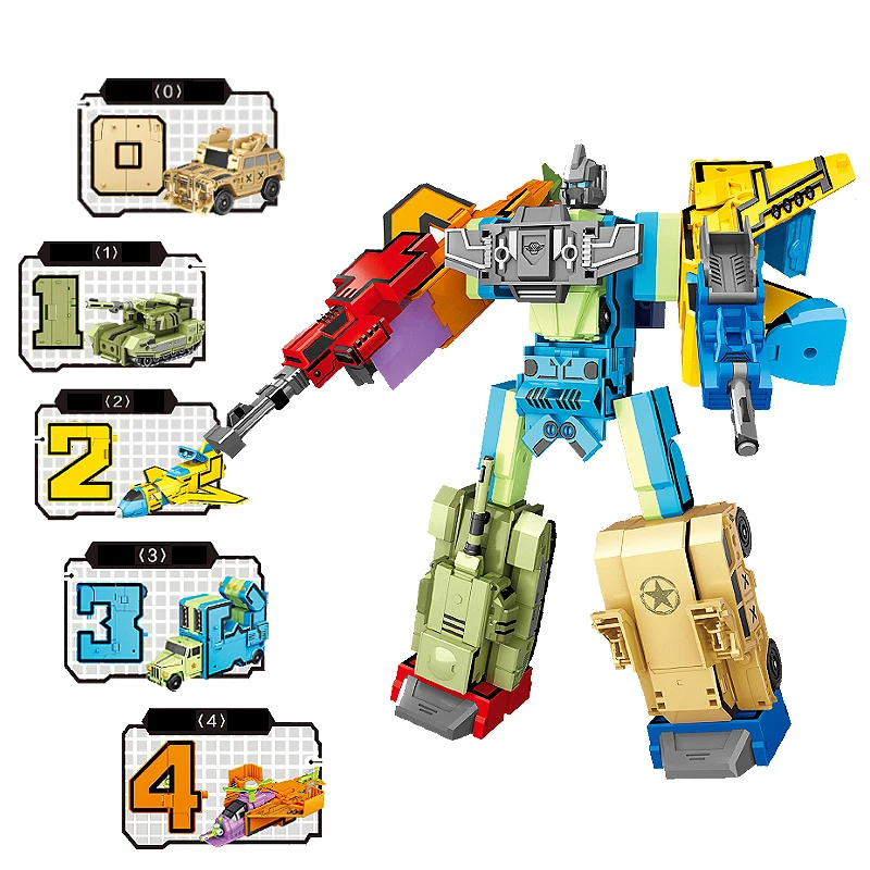 

12Pcs Creative Blocks Assembling Educational Blocks Action Figure Transformation Number Deformation Robot Toy For Children