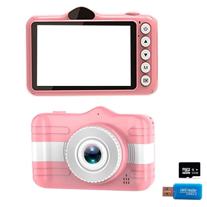 Pink Цифровая камера с 32 Гб sd-картой, sd-кард-ридер для От 3 до 12 лет подарки детям - Цвет: Pink