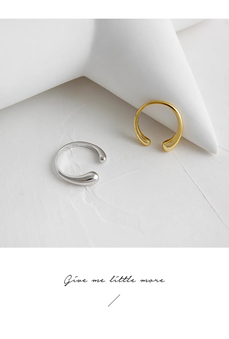 F.I.N.S двухцветные 925 серебряных колец для женщин модный простой дизайн капли воды открытый стерлингового серебра кольца ювелирные украшения для женщин