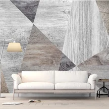Пользовательские скандинавские современные ретро деревянные доски геометрические гостиная спальня фон обои росписи