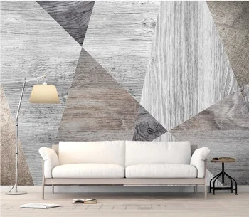 

Custom Nordic Modern Retro Wood Plank Wood Geometric Living Room Bedroom Background Wallpaper Mural
